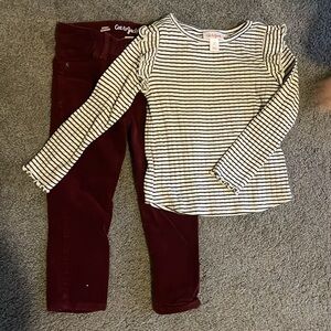 Cat & Jack bundle - corduroy pants and striped top